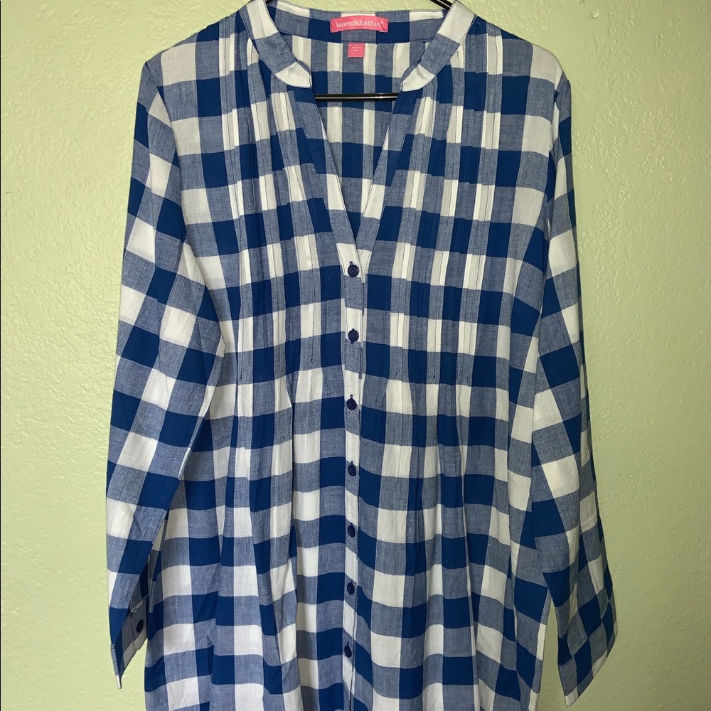 Long sleeve Plaid Maternity Shirt